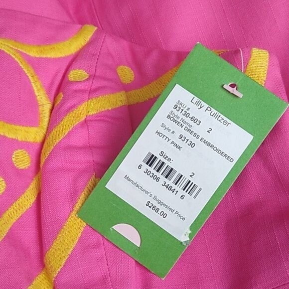 Lilly Pulitzer Bowen Embroidered Dress, Hotty Pink, 2 - Picture 7 of 10